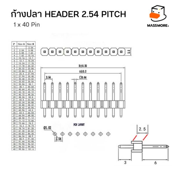 Pin Header ก้างปลาสี ขาเสียบบอร์ด ขาจั๊ม พินเฮดเดอร์ ขาเปลือย ตัวผู้ Male Strip Jumper Connector Multi Color - Image 5