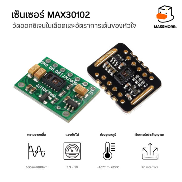 เซ็นเซอร์วัดออกซิเจนในเลือดและอัตราการเต้นของหัวใจ MAX30102 Pulse Oximeter and Heart-Rate Sensor - Image 2