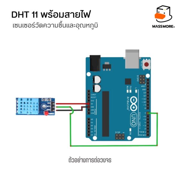 เซนเซอร์วัดความชื้นและอุณหภูมิ DHT11 Digital Temperature and Humidity Sensor พร้อมสายไฟ - Image 4