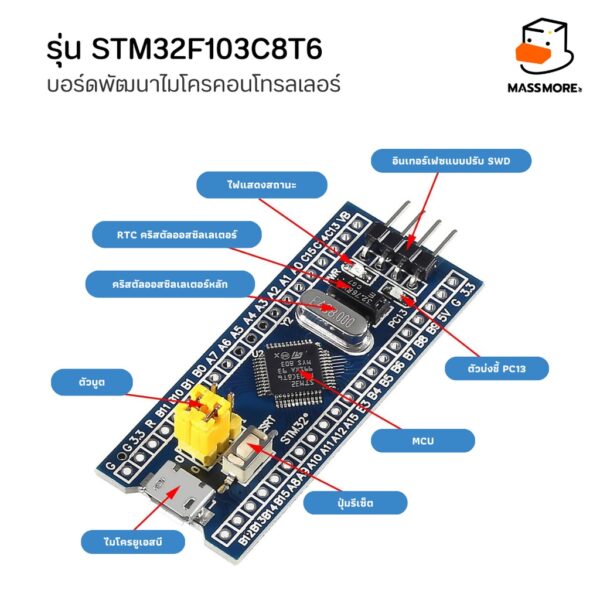 STM32F103C8T6 บอร์ด STM32 Bluepill Blackpill Pinkpill ไมโครคอนโทรลเลอร์ Arduino - Image 4