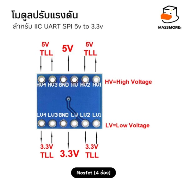 Logic Level Converter TXS0108E Mosfet TTL Bi-Directional โมดูลปรับแรงดัน I2c UART SPI - Image 4