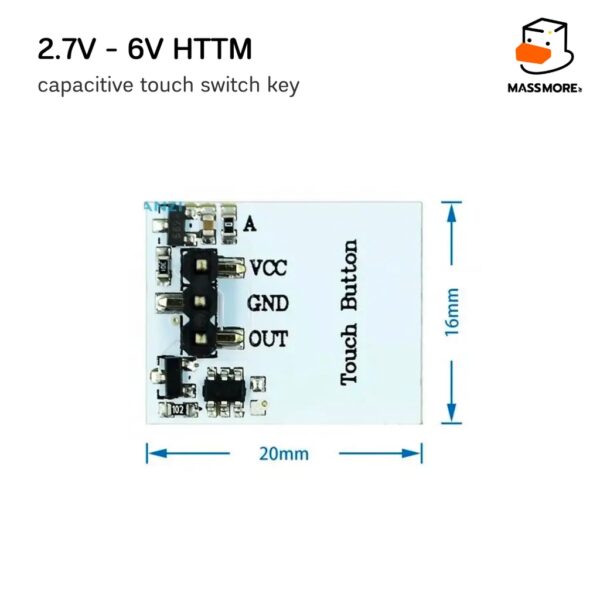Touch Capacitive Switch key สวิตช์สัมผัส โมดูล 2.7V-6V สีน้ำเงิน สีแดง สีเขียว - Image 2