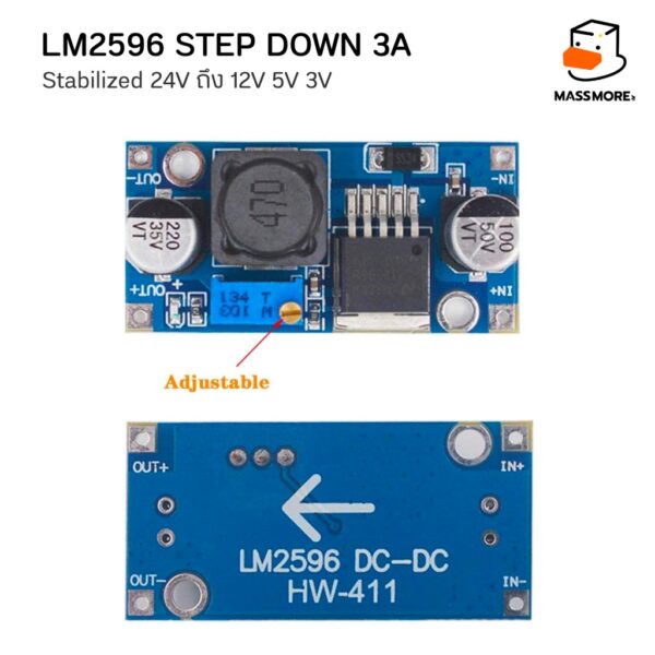 LM2596 XL401 โมดูลปรับลดแรงดัน Step Down LM2596 3A / XL4015 5A DC-to-DC Converter โมดูลลดแรงดันไฟ โมดูลแปลงไฟ - Image 3