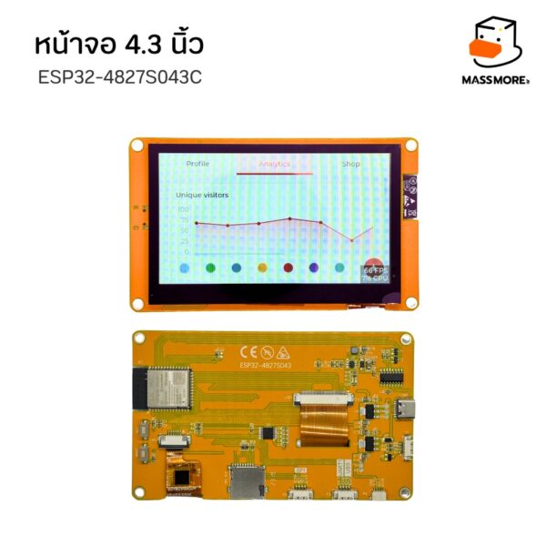 ESP32-8048S043 หน้าจอสัมผัส 4.3 นิ้ว ESP32S3 LCD Parallel 480x272 Touch GT911 รองรับ LVGL Arduino - Image 3