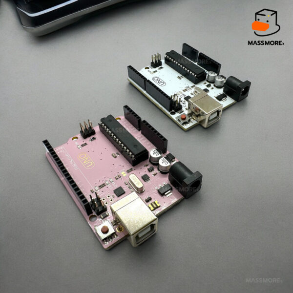 บอร์ด Arduino UNO แถมสาย USB atmega328p CH340G สีขาว หรือ สีชมพู UNO แบบ DIP ถอดเปลี่ยน IC ได้ - Image 8