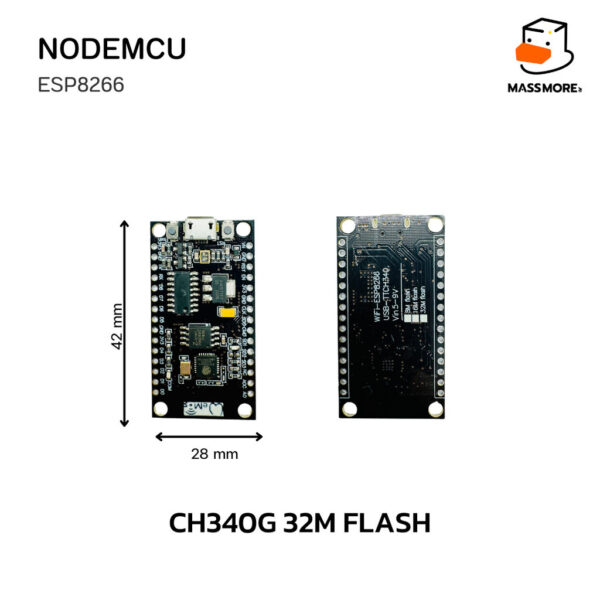 NodeMCU V3 บอร์ด ESP8266 Arduino Lua WIFI หน่วยความจำ Flash 32MB USB-Serial CH340G - Image 2