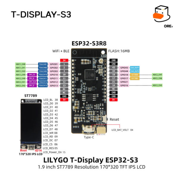 โมดูลหน้าจอ T-Display-S3 1.9 T-QT ESP32-S3 TDisplay AMOLED 1.91 ESP32 TTGO Lilygo LVGL Arduino พร้อมเคส หลายรุ่น - Image 3