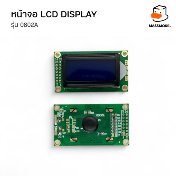 0802A หน้าจอ 8x2 ขนาด 8 ตัวอักษร 2 บรรทัด 0802 LCD Display สีน้ำเงิน สีเหลือง Parallel รองรับ Arduino IDE - Image 4