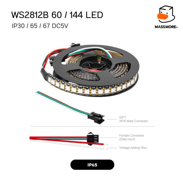 WS2812 WS2812B Neopixel หลอดแอลอีดี Led Strip RGB 5050SMD 60Pixels/m Pixel Strip IP30 IP65 IP67 - Image 6