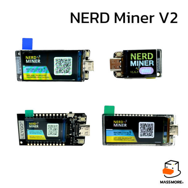NERD Miner V2 TTGO T-Display ESP32 S3 Lilygo หลายรุ่น 1.9 นิ้ว T-QT 1.14 นิ้ว AMOLED 1.91 นิ้ว ESP SOLO BTC Miner
